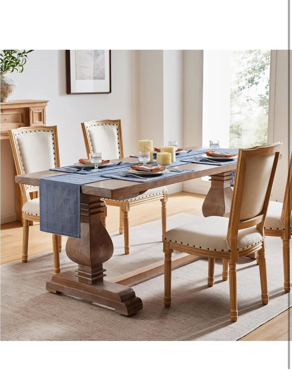 NEW ZeeMart Linen Blend Farmhouse Table Runner. Raised Grid Design Woven Texture